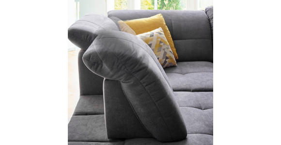 ECKSOFA  in Chenille Grau  240/308 cm  - Schwarz/Grau, Design, Textil/Metall (240/308cm) - Xora