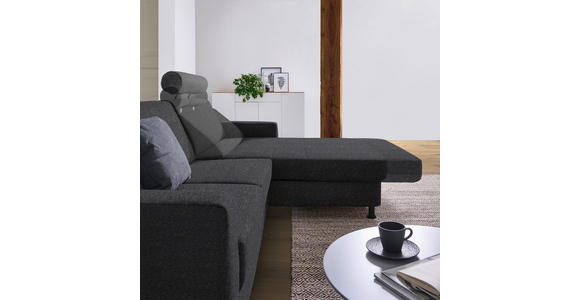 ECKSOFA in Webstoff Dunkelgrau  - Dunkelgrau/Schwarz, Design, Kunststoff/Textil (257/165cm) - Xora