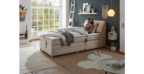 BOXSPRINGBETT 120/200 cm in Creme - Silberfarben/Creme, Design, Kunststoff/Textil (120/200cm) - Esposa