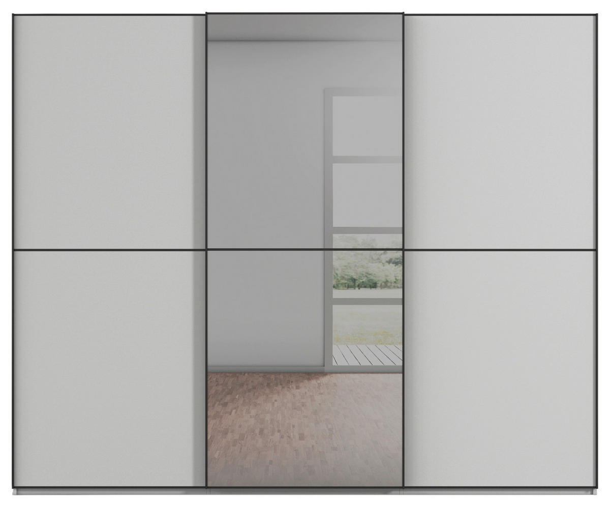 SCHWEBETÜRENSCHRANK in Grau, Schwarz  - Schwarz/Grau, Konventionell, Glas/Holzwerkstoff (271/223/68cm) - Novel