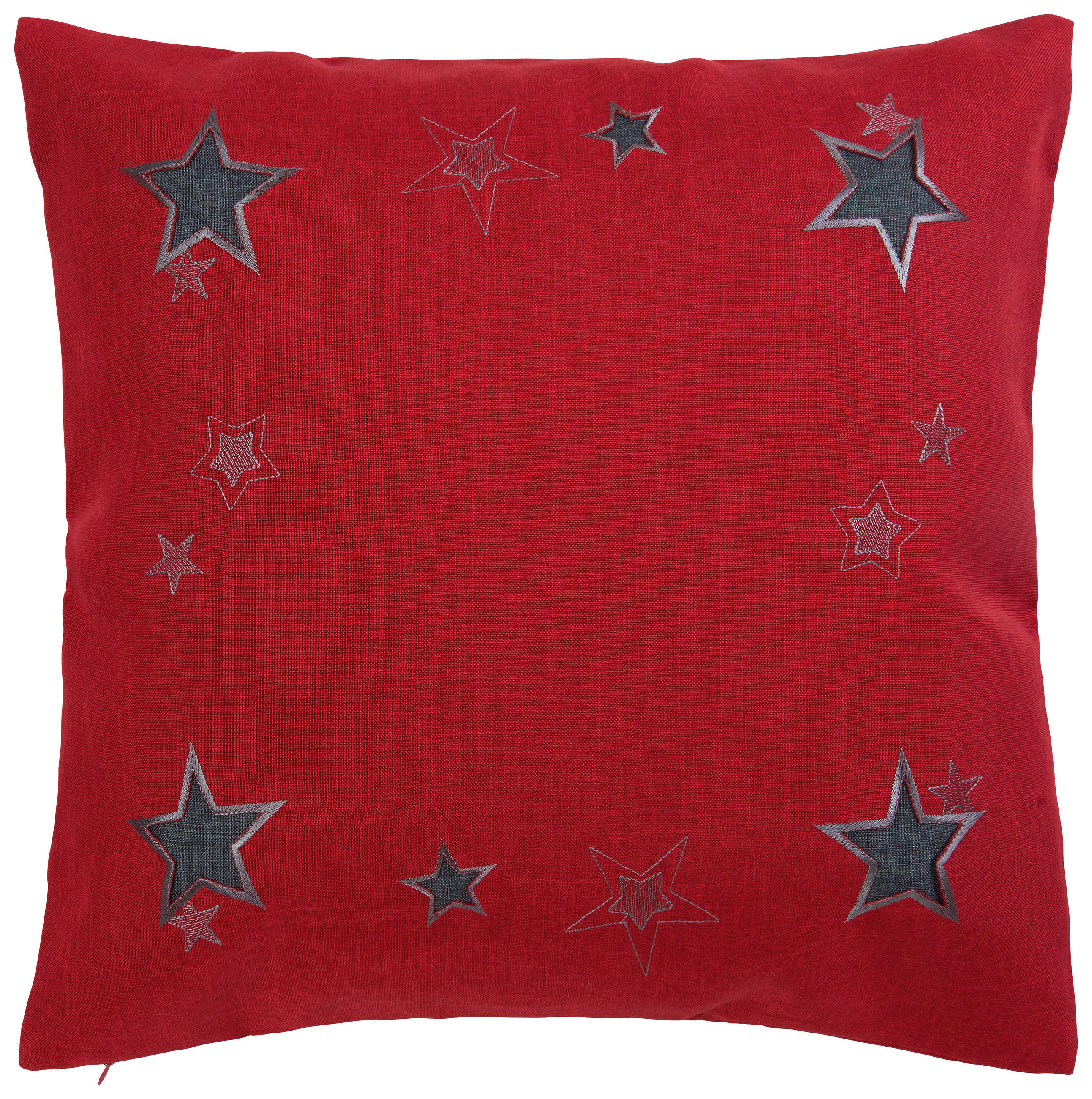 DEKORAČNÝ VANKÚŠ 50/50 cm - antracitová/červená, Konventionell, textil (50/50cm) - X-Mas