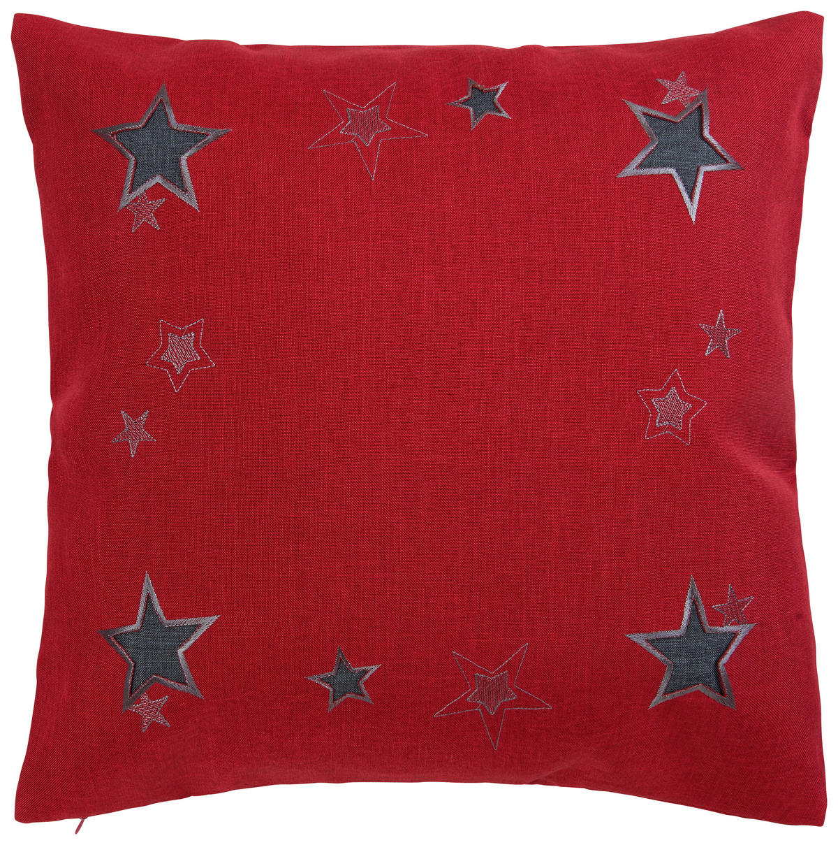 DEKORAČNÝ VANKÚŠ 50/50 cm - antracitová/červená, Konventionell, textil (50/50cm) - X-Mas