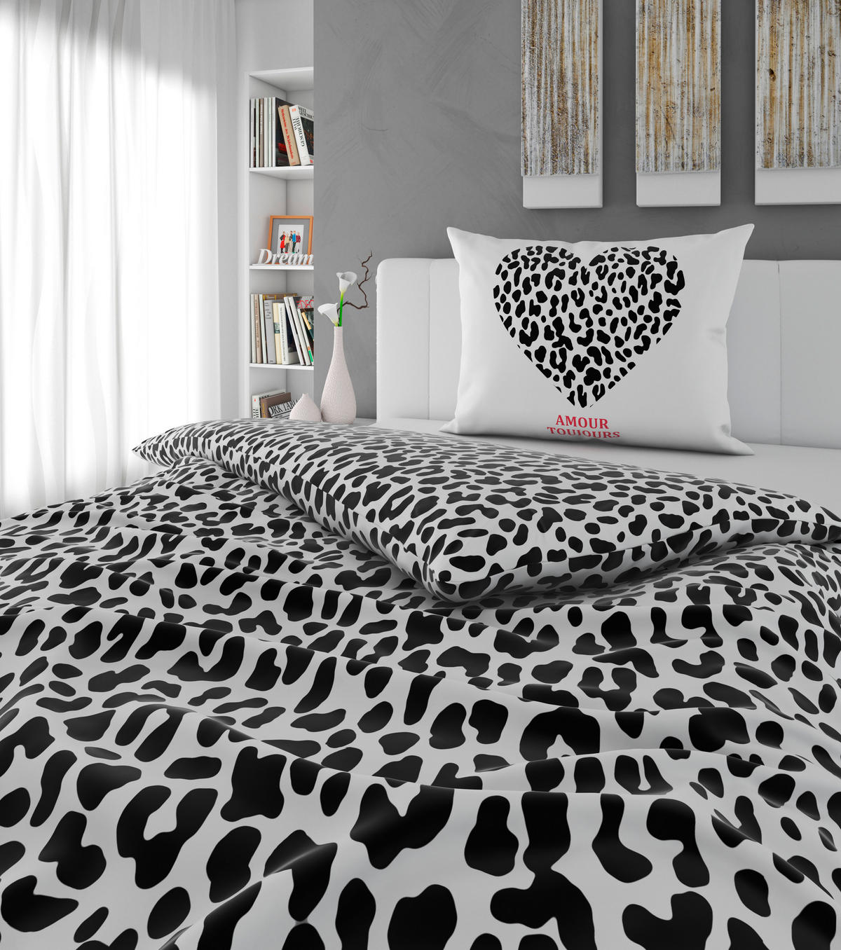 BETTWÄSCHE Satin 140/200 cm  - Schwarz/Weiß, Trend, Textil (140/200cm) - Esposa