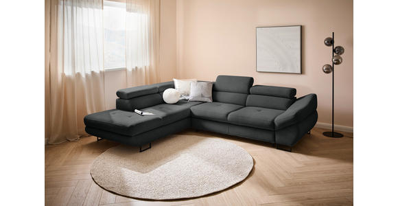 ECKSOFA in Webstoff Dunkelgrau  - Dunkelgrau/Schwarz, Design, Textil/Metall (235/280cm) - Hom`in