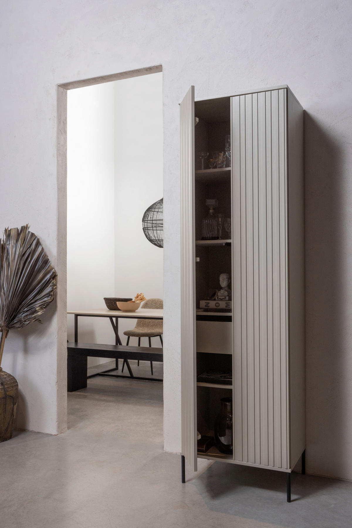 GARDEROBENSCHRANK Gravure  in 60/210/42 cm  - Schwarz/Grau, Design, Holz/Metall (60/210/42cm) - Livetastic