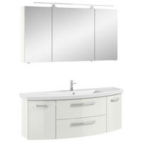 BADEZIMMER 3-teilig  in 135 cm  - Chromfarben/Weiß Hochglanz, MODERN, Glas/Keramik (135cm) - Sadena