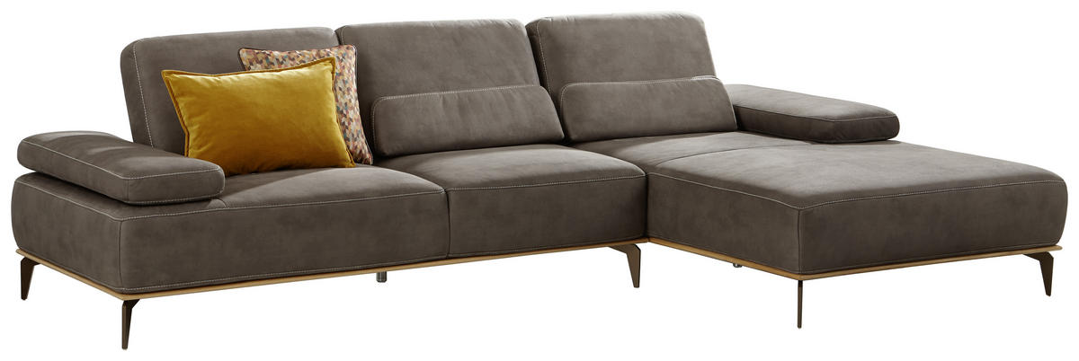 SEDEŽNA GARNITURA, mikrovlakna mocha rjava  - mocha rjava/bež, Natur, kovina/tekstil (298/176cm) - Valnatura