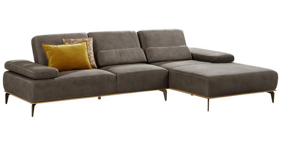 WOHNLANDSCHAFT Braun Flachgewebe - Beige/Braun, Design, Textil/Metall (298/178cm) - Valnatura