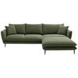 ECKSOFA  in Webstoff Grün  304/196 cm  - Schwarz/Grün, KONVENTIONELL, Textil/Metall (304/196cm) - Hom`in