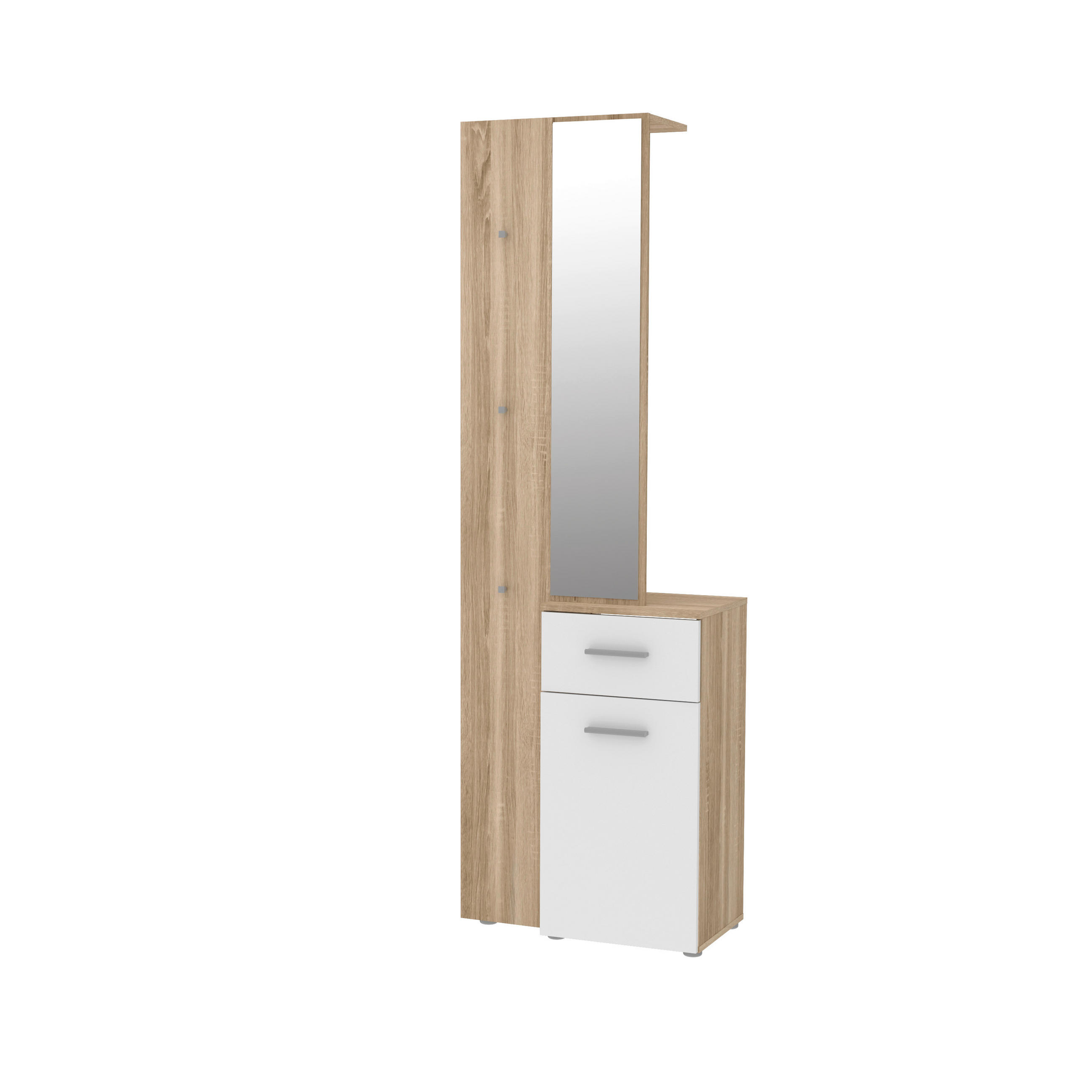 PREDSOBLJE  bijela, hrast Sonoma  - bijela/hrast Sonoma, Design, drvni materijal (64,2/196/34,1cm) - Carryhome