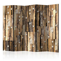 Paravent doppeltseitig mit 5  Flügel - Hellbraun/Beige, Basics, Holz/Textil (225/172/3cm) - artgeist
