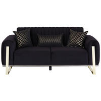 2-SITZER-SOFA Velours Schwarz  - Goldfarben/Schwarz, MODERN, Textil/Metall (180/83/90cm) - Livetastic