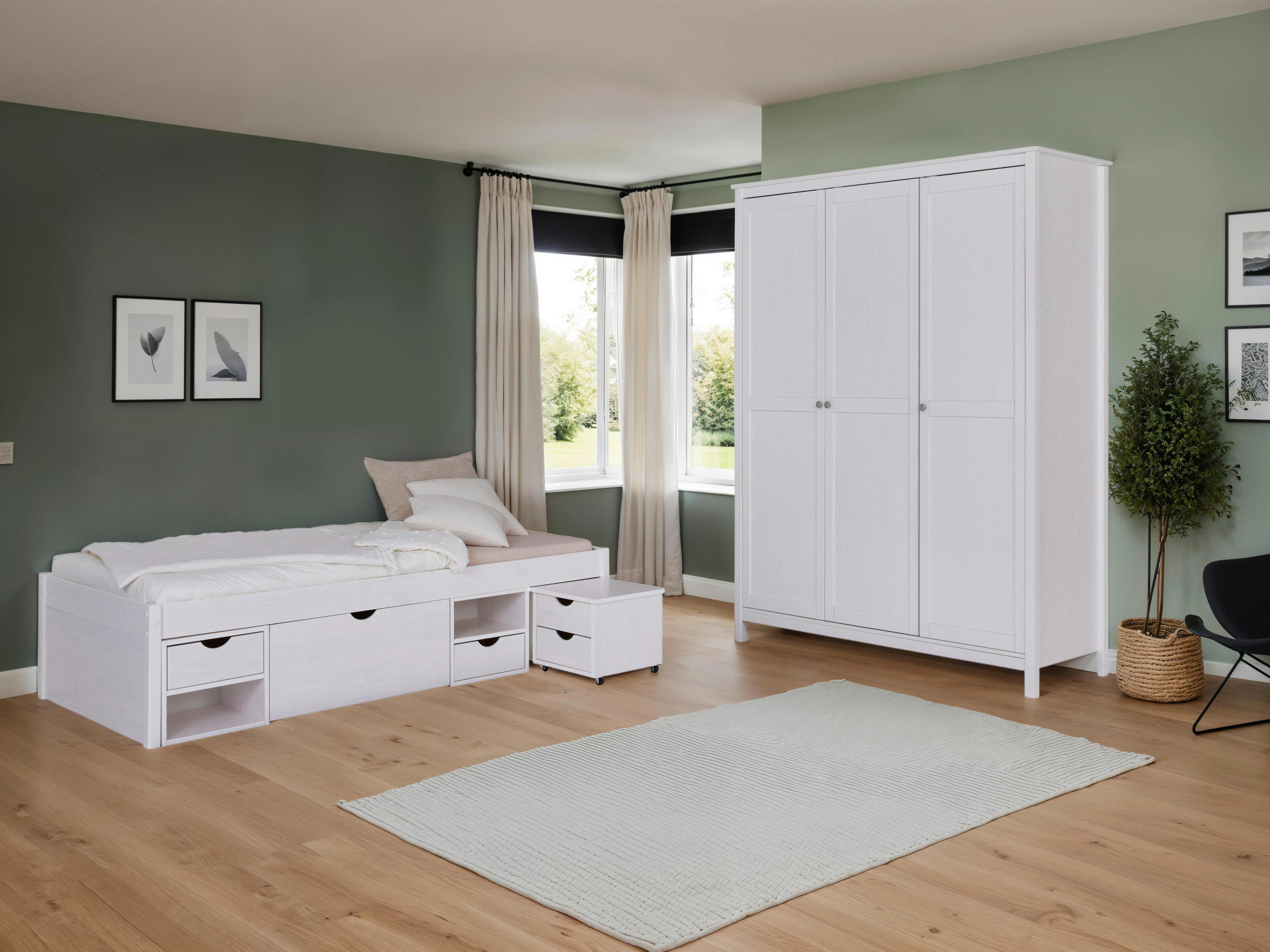 EINZELZIMMER Weiß  - Naturfarben/Weiß, MODERN, Holz - MID.YOU