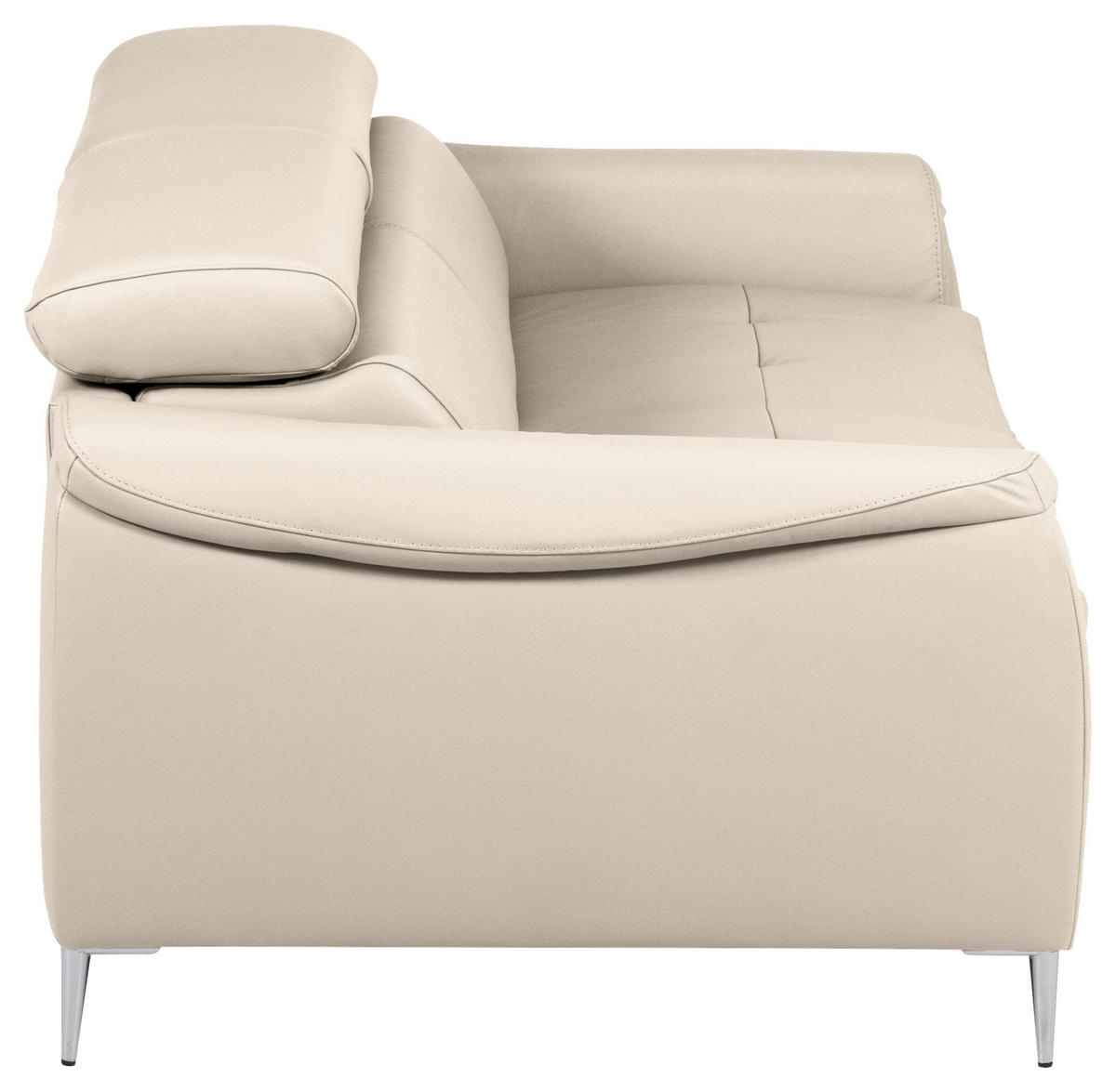 SCHLAFSOFA Beige Echtleder Lederlook  - Beige, Design, Leder/Textil (203/77-98/103cm) - MID.YOU
