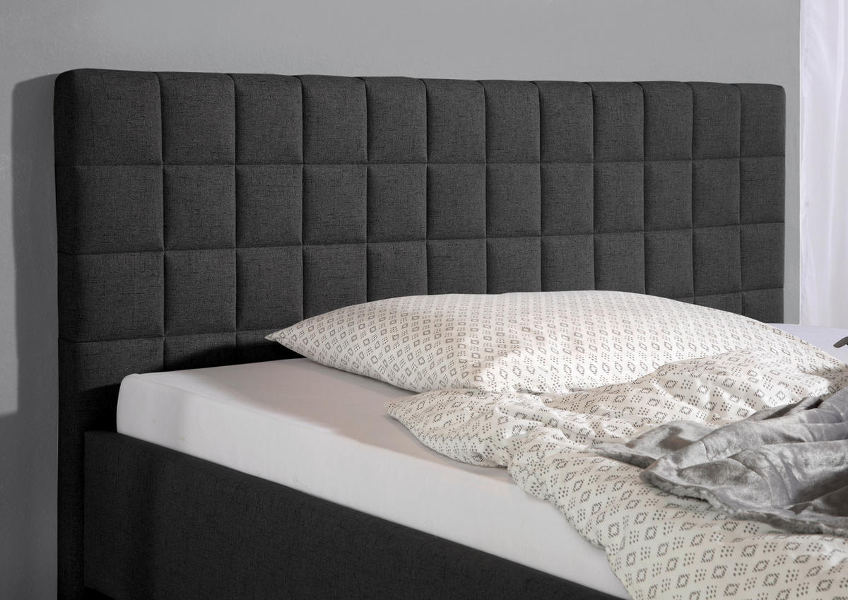 POLSTERBETT 180/200 cm,  in Anthrazit,  - Anthrazit/Alufarben, MODERN, Textil/Metall (180/200cm) - Livetastic