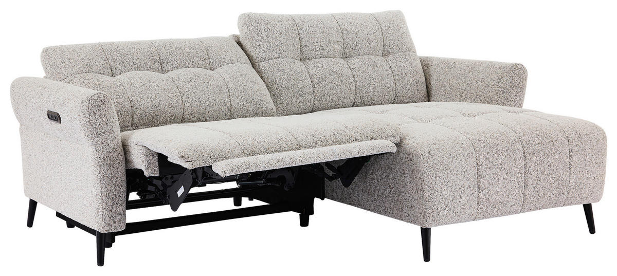 ECKSOFA in Webstoff Grau  220/156 cm  - Grau/Nickelfarben, Design, Textil/Metall (220/156cm) - Carryhome