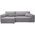 ECKSOFA in Plüsch Hellgrau - Blaugrau/Hellgrau, Design, Kunststoff/Textil (152/288cm) - Xora