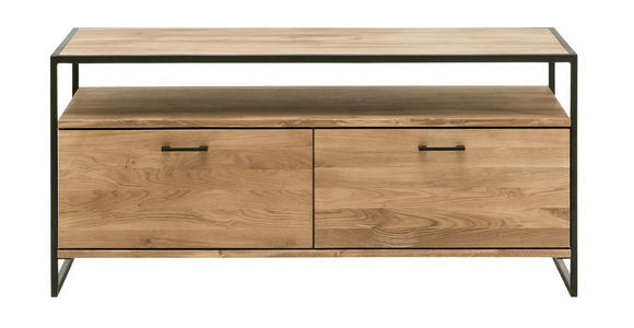 TV-ELEMENT 115/60/52 cm  - Eichefarben/Schwarz, Design, Holz/Metall (115/60/52cm) - Linea Natura