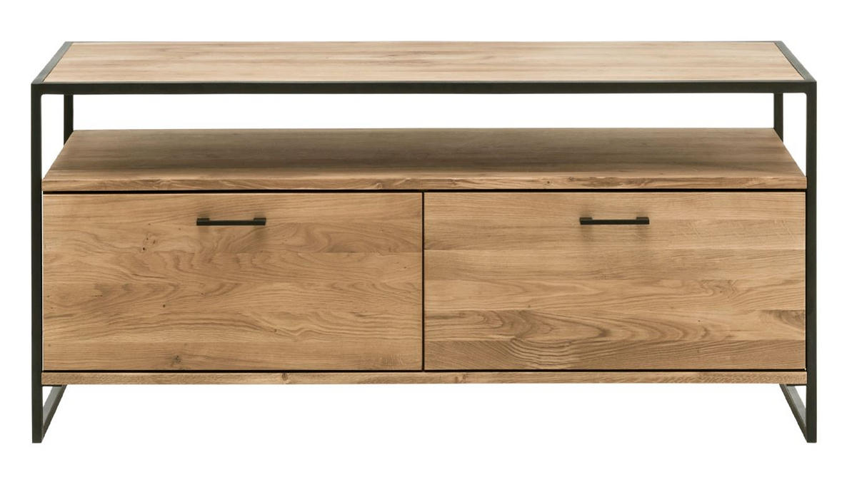 TV-ELEMENT - Eichefarben/Schwarz, Design, Holz/Metall (115/60/52cm) - Linea Natura