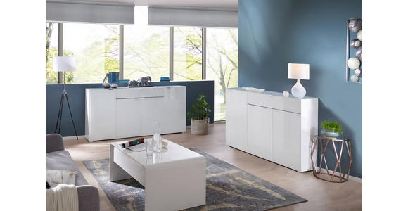 SIDEBOARD 180/92/42 cm in Weiß - Chromfarben/Weiß, Design, Glas/Holzwerkstoff (180/92/42cm) - Novel