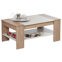 KLUBSKA MIZA, bela, hrast sonoma  - bela/hrast sonoma, Design, leseni material (100/44cm) - Boxxx