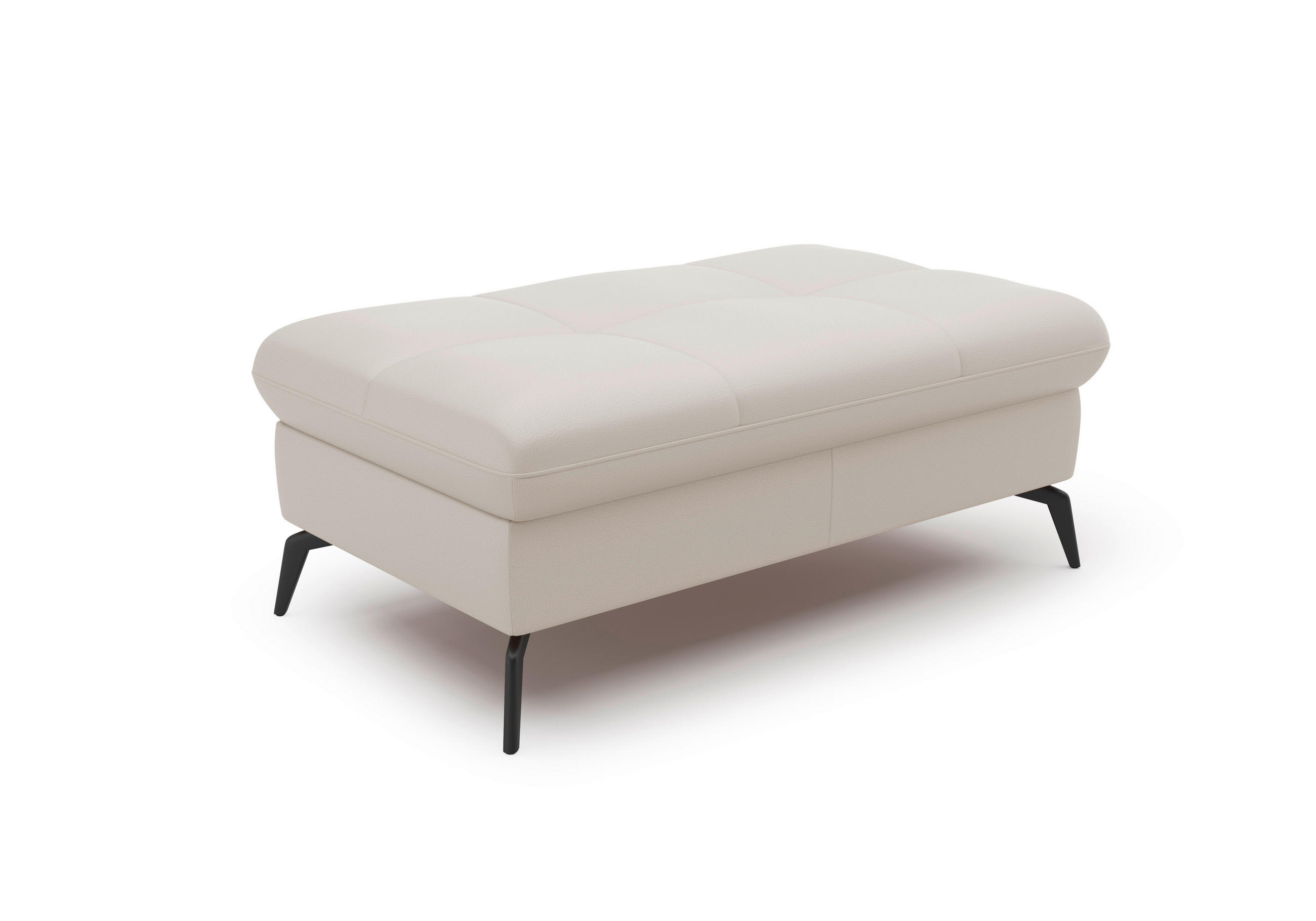 HOCKER in Leder Weiss - Weiss/Schwarz, Konventionell, Leder/Metall (102/47/69cm) - Sit & More
