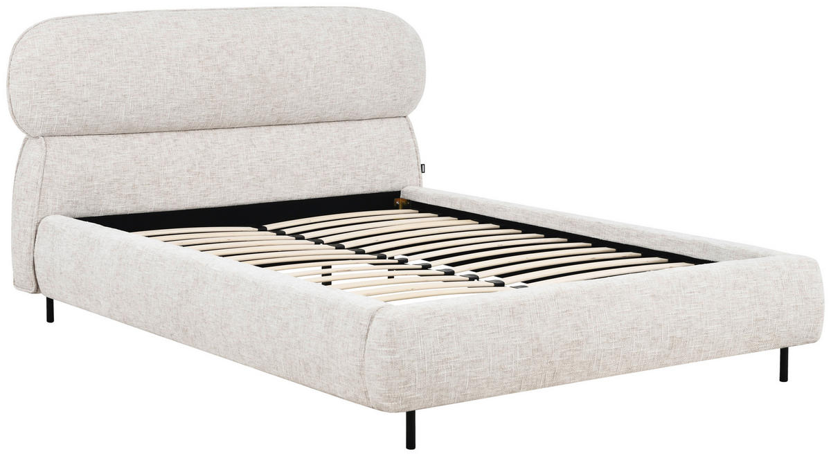 POLSTERBETT gepolstertes Kopfteil, Lattenrost 140/200 cm  in Beige  - Eichefarben/Beige, Design, Holz/Textil (140/200cm) - Boxxx
