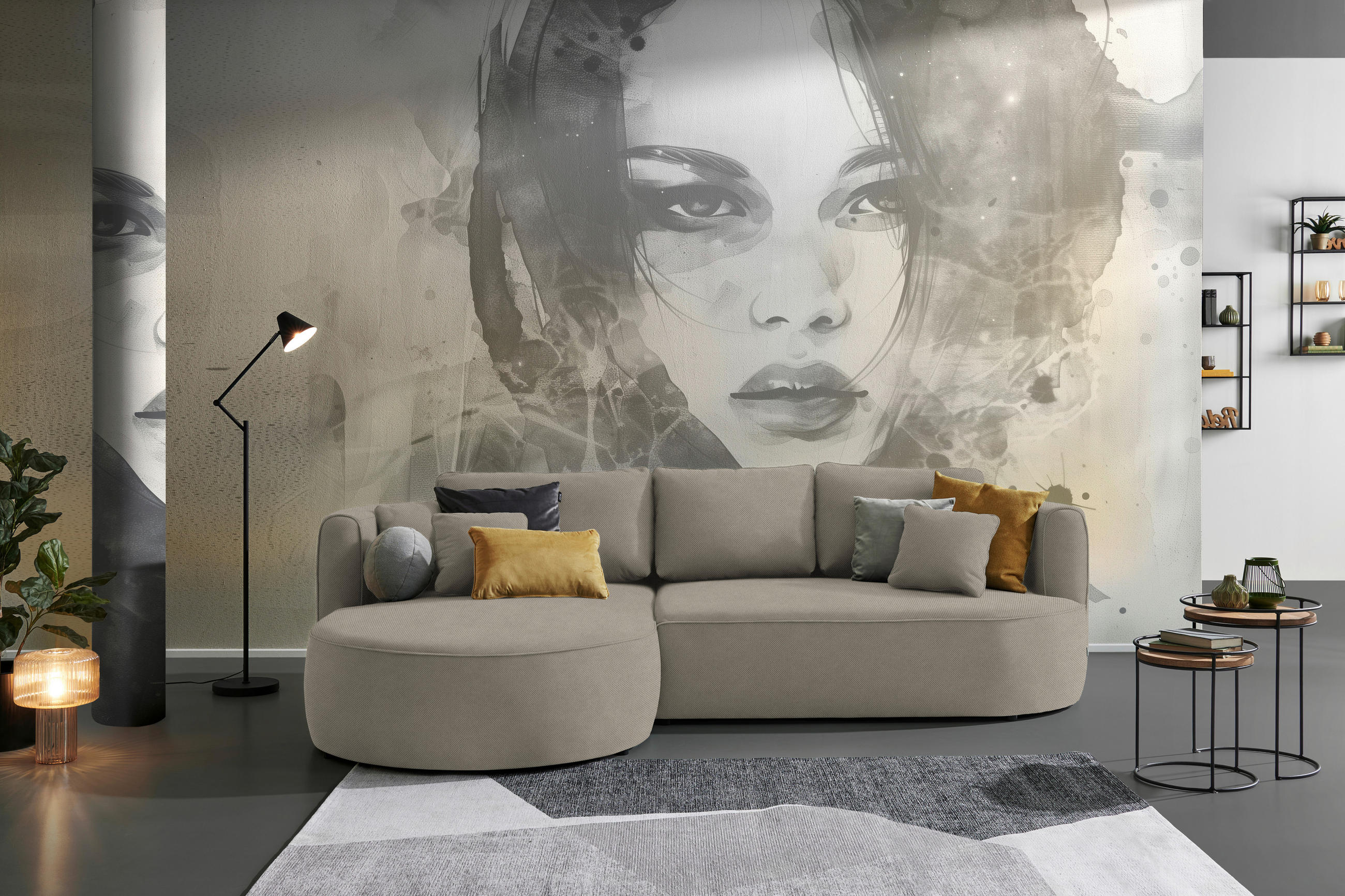 ECKSOFA in Webstoff Braun  - Schwarz/Braun, Design, Kunststoff/Textil (183/284cm) - Welnova