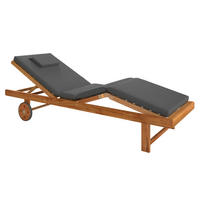 SONNENLIEGE 201/65/74 cm Akazie  - Anthrazit/Teakfarben, MODERN, Holz/Textil (201/65/74cm) - Ambia Garden