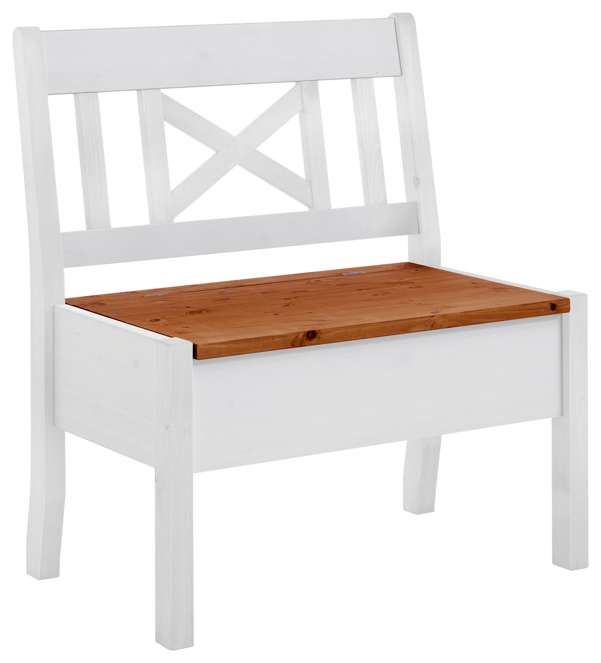 SITZBANK 84/93/58 cm Weiß, Bernsteinfarben Kiefer massiv  - Bernsteinfarben/Weiß, ROMANTIK / LANDHAUS, Holz (84/93/58cm) - Boxxx