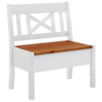 SITZBANK 84/93/58 cm Weiß, Bernsteinfarben Kiefer massiv  - Bernsteinfarben/Weiß, ROMANTIK / LANDHAUS, Holz (84/93/58cm) - Boxxx