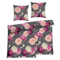 Bettwäsche 2er Set 4-teilig Renforcé 135/200 cm  - Dunkelgrau, Basics, Textil (135/200cm) - Florella