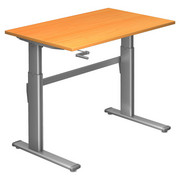 SCHREIBTISCH in Metall, Holzwerkstoff 120/72-119/80 cm - Silberfarben/Buchefarben, Design, Holzwerkstoff/Metall (120/72-119/80cm)