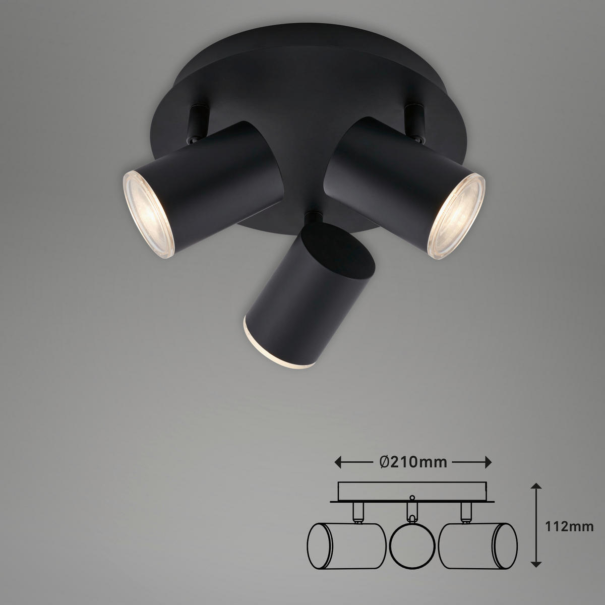 BADEZIMMER-DECKENLEUCHTE 21/11,2 cm   - Schwarz, Design, Kunststoff/Metall (21/11,2cm) - Briloner