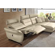 ECKSOFA in Echtleder Ecru  300/157 cm  - Ecru/Schwarz, Design, Leder/Metall (300/157cm) - Dieter Knoll
