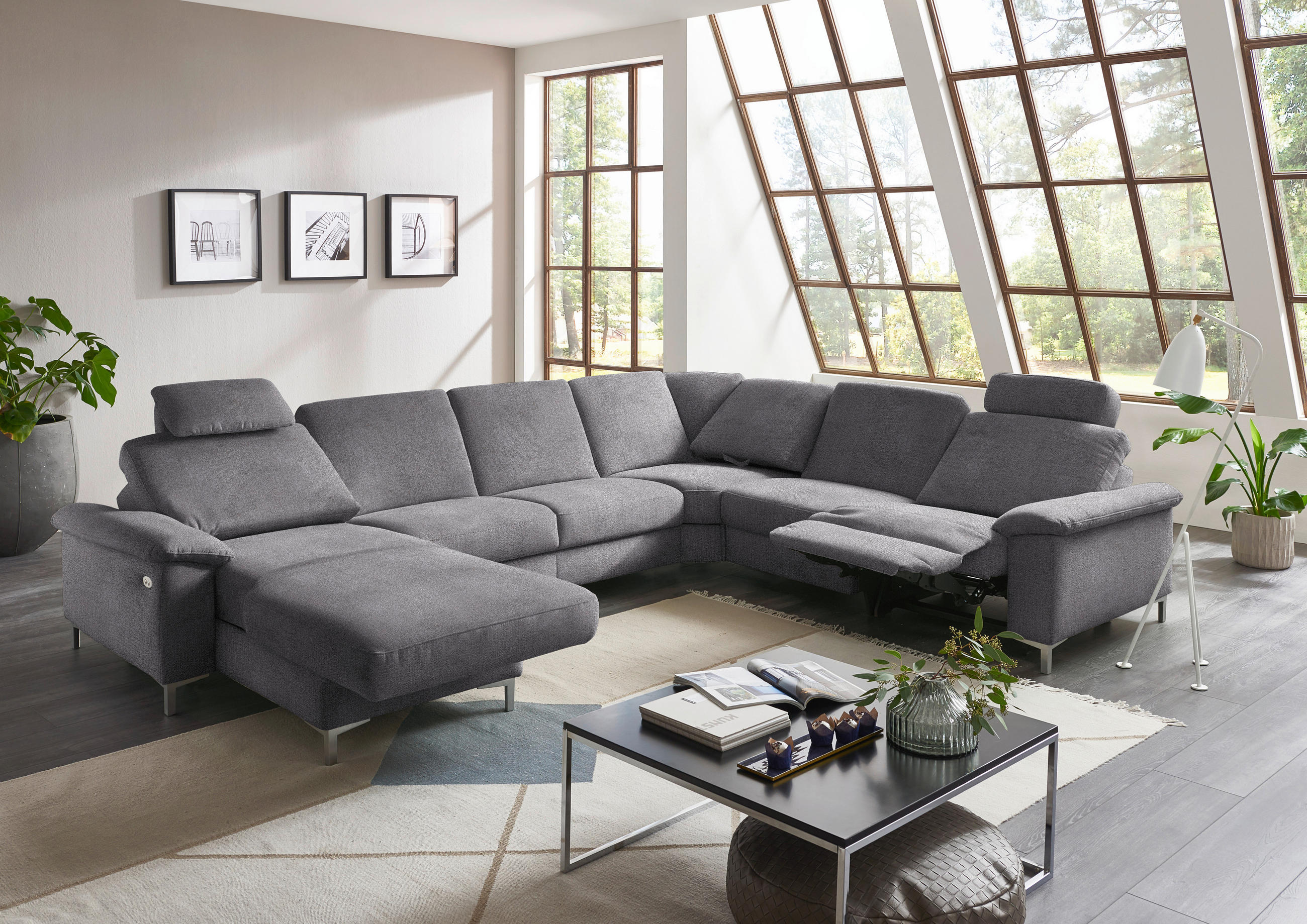 WOHNLANDSCHAFT in Chenille Grau  - Alufarben/Grau, Design, Textil/Metall (170/333/265cm) - Dieter Knoll