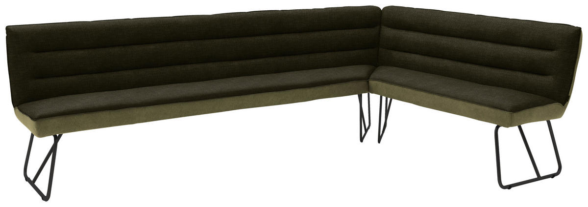 ECKBANK 284/184 cm Flachgewebe Grün, Schwarz   - Schwarz/Grün, Design, Textil/Metall (284/184cm) - Dieter Knoll
