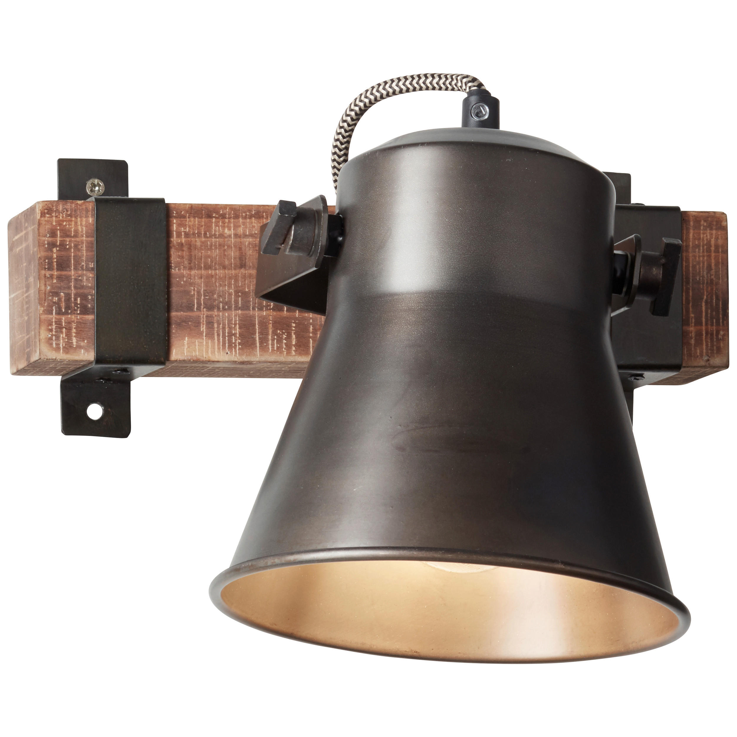 WANDLEUCHTE PLOW 24/25 cm   - Schwarz, Design, Holz/Metall (24/25cm) - Brilliant