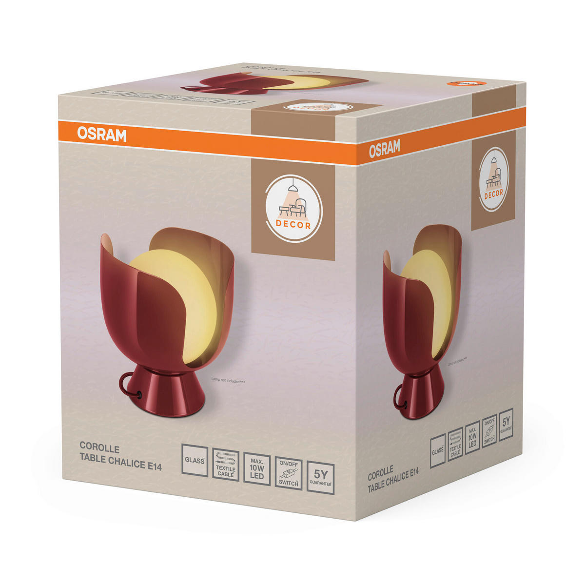 TISCHLEUCHTE 20/21 cm   - Dunkelrot, Basics, Metall (20/21cm) - Osram