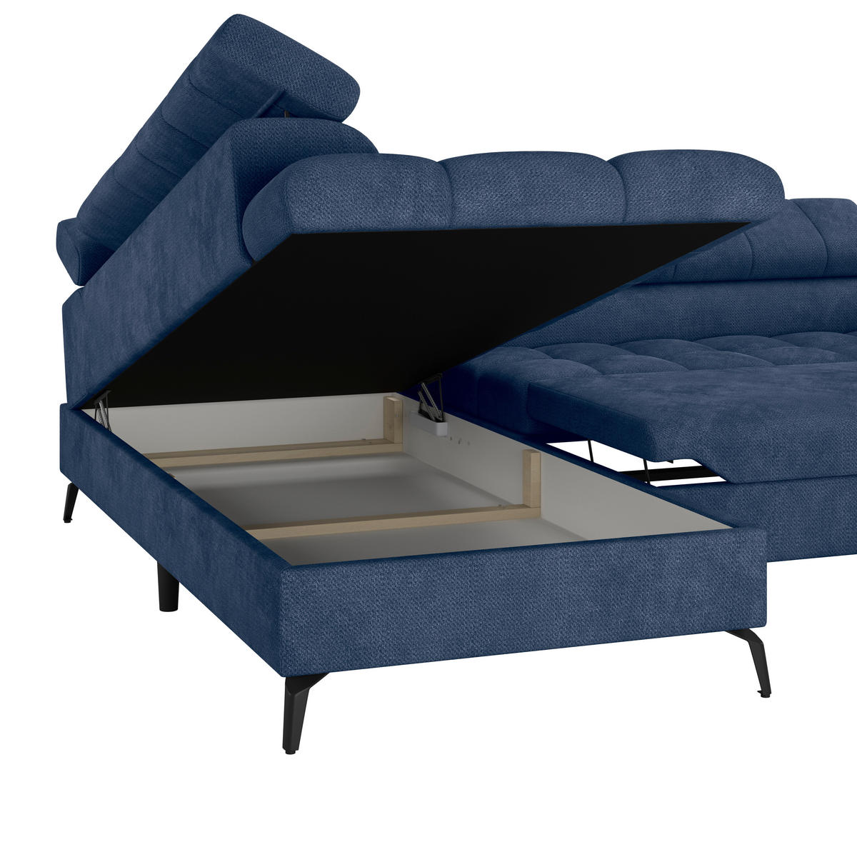ECKSOFA in Blau  - Blau/Schwarz, Trend, Kunststoff/Textil (203/261cm) - Livetastic