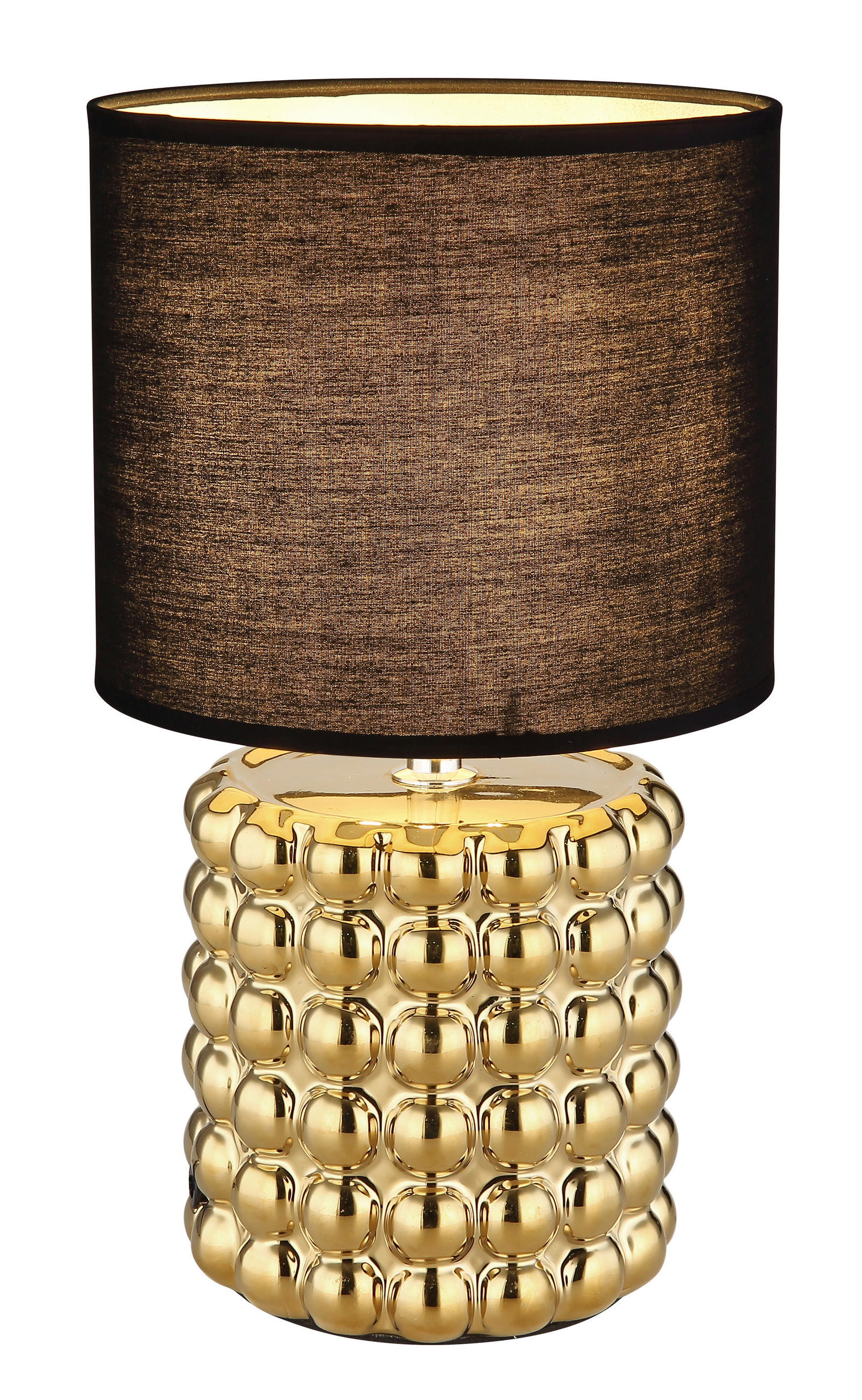 STOLNÍ LAMPA, E14, 18,5/33 cm  - barvy zlata, Konvenční, textil/keramika (18,5/33cm) - Globo