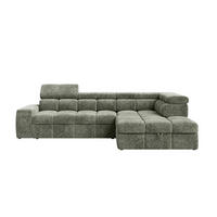 ECKSOFA  in Chenille Dunkelgrün  - Dunkelgrün/Schwarz, MODERN, Kunststoff/Textil (292/204cm) - Milino