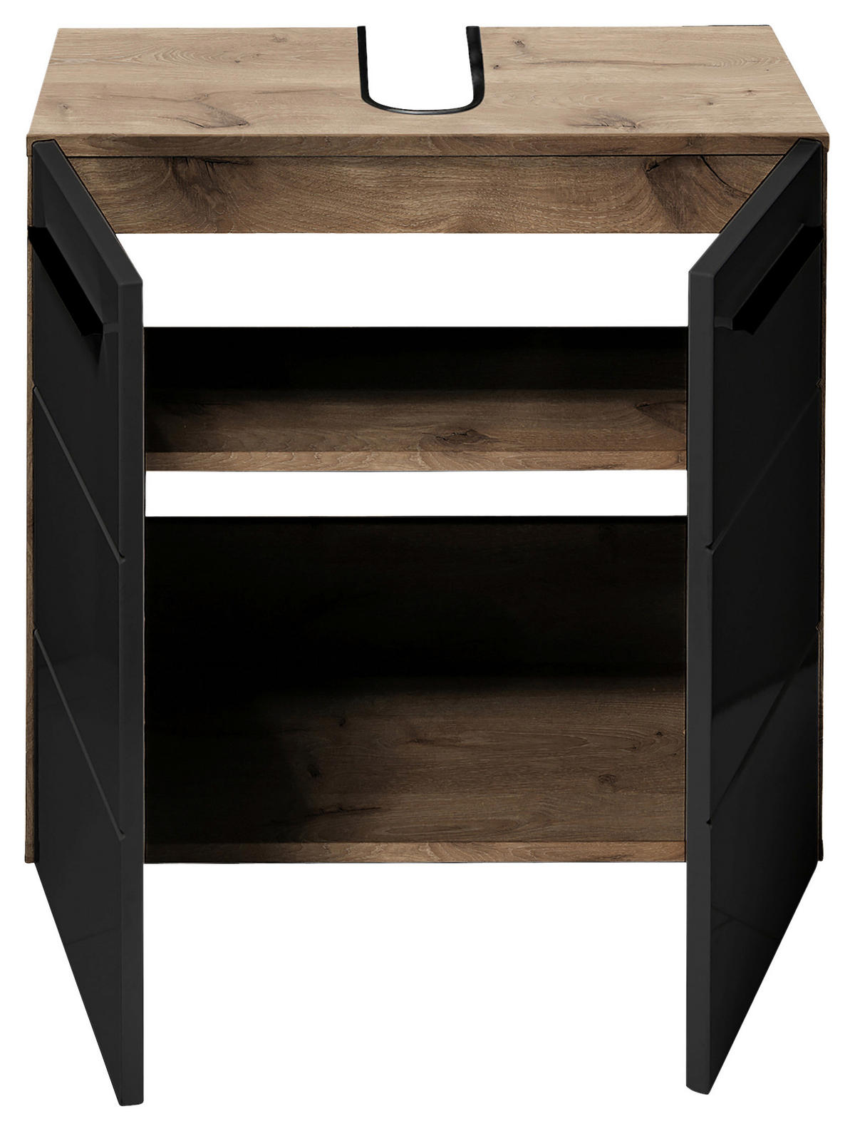 WASCHBECKENUNTERSCHRANK 60/62/31 cm  - Eichefarben/Schwarz, Basics, Holzwerkstoff/Kunststoff (60/62/31cm) - MID.YOU