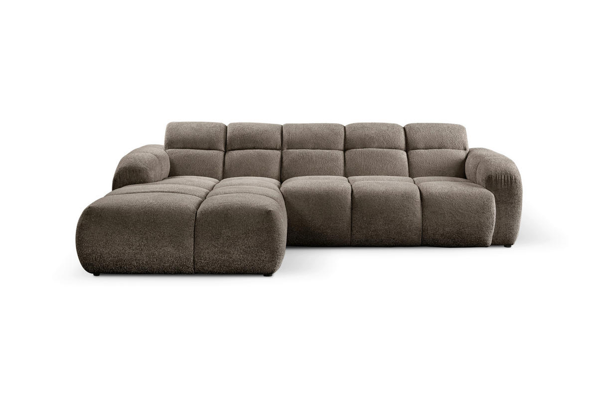 ECKSOFA VENTO in Struktur Hellbraun  175/255 cm  - Hellbraun/Schwarz, Design, Holz/Holzwerkstoff (175/255cm) - MID.YOU