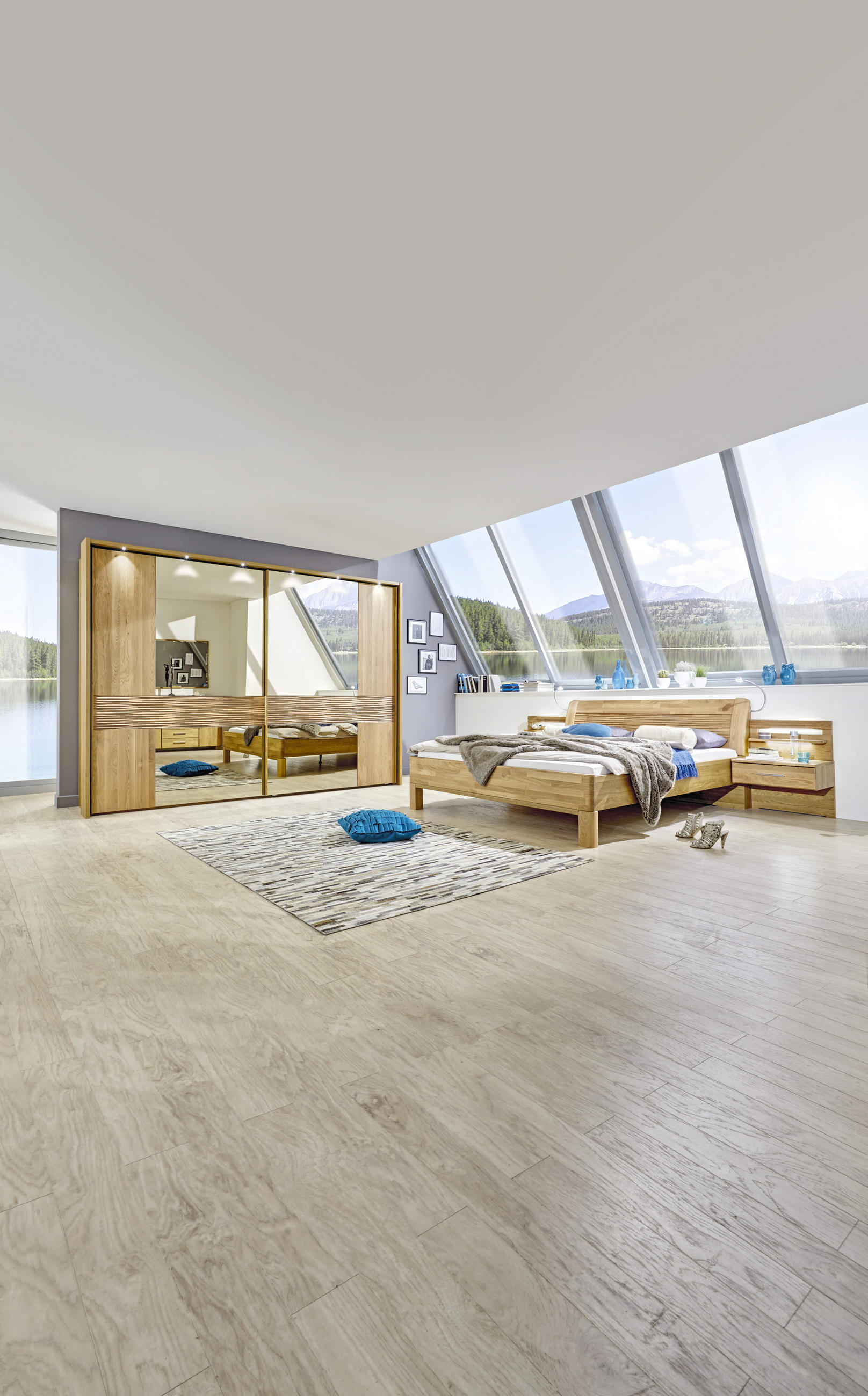 SCHWEBETÜRENSCHRANK 250/217/67 cm 2-türig  - Chromfarben/Eichefarben, KONVENTIONELL, Holz/Holzwerkstoff (250/217/67cm) - Dieter Knoll