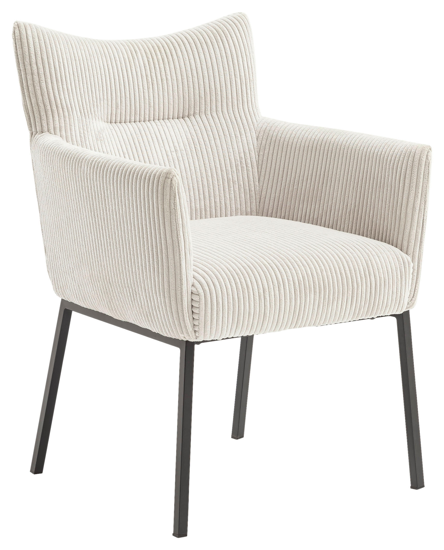 ARMLEHNSTUHL  in Eisen Cord  - Creme/Schwarz, Design, Textil/Metall (63/86/65cm) - Novel