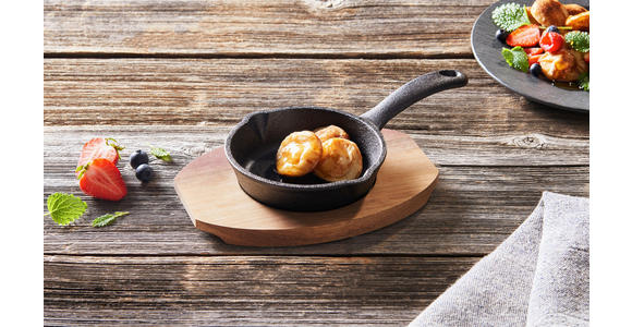 BRATPFANNE  - Schwarz/Naturfarben, Basics, Holz/Metall (22,5/12,8/3cm) - Homeware Profession.