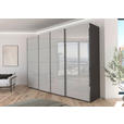 SCHWEBETÜRENSCHRANK 316/223/68 cm 4-türig Graphitfarben, Hellgrau  - Chromfarben/Hellgrau, Design, Glas/Holzwerkstoff (316/223/68cm) - Novel