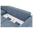 ECKSOFA in Samt Blau  - Chromfarben/Blau, KONVENTIONELL, Kunststoff/Textil (195/293cm) - Carryhome