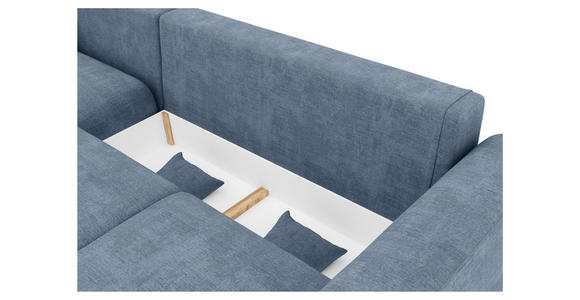 ECKSOFA in Samt Blau  - Chromfarben/Blau, KONVENTIONELL, Kunststoff/Textil (195/293cm) - Carryhome